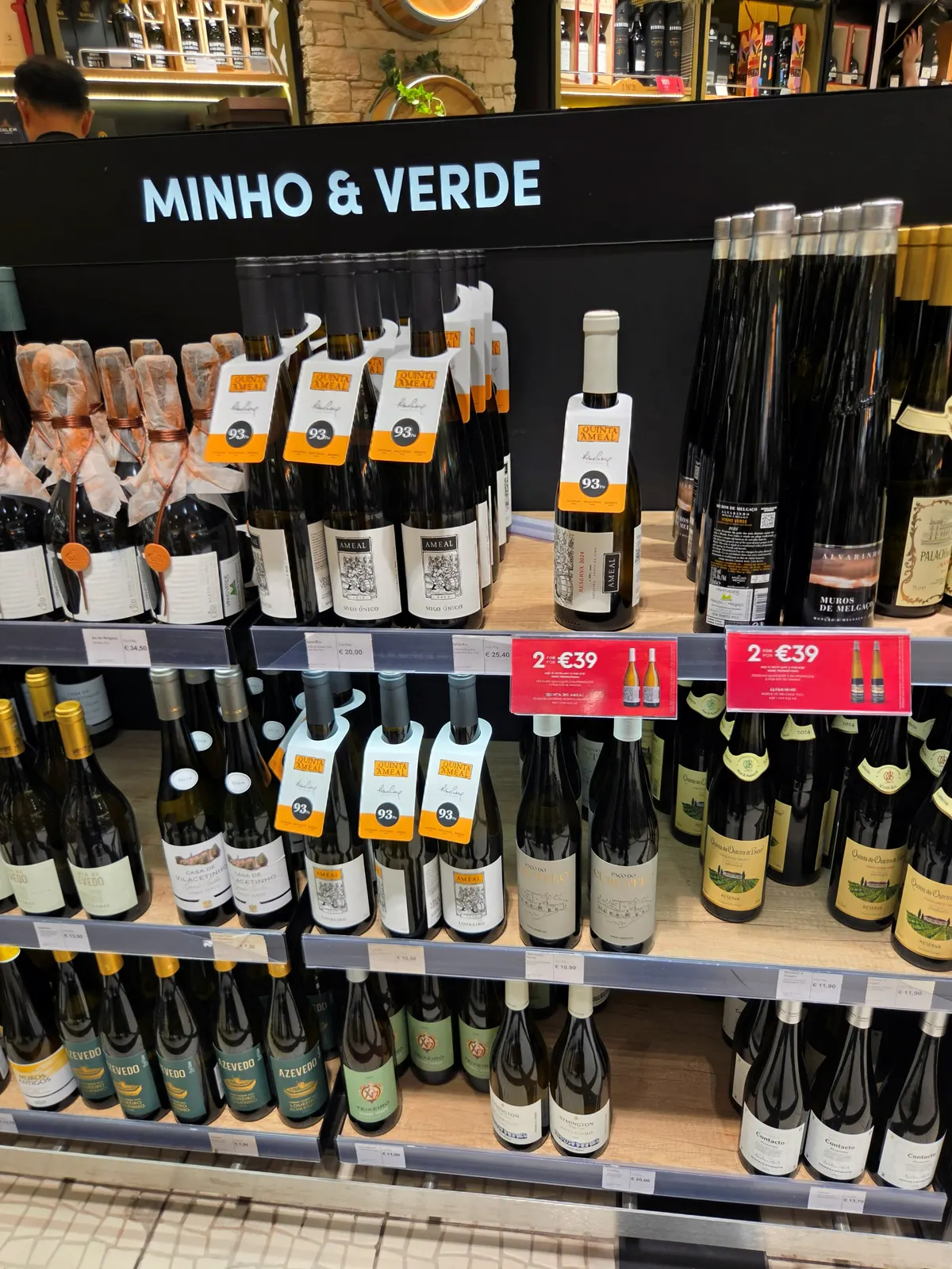 The Minho & Verde stand with Quinta do Ameal, Alvarinho and Loureiro Vinho Verde white wines and a "2 for €39" offer