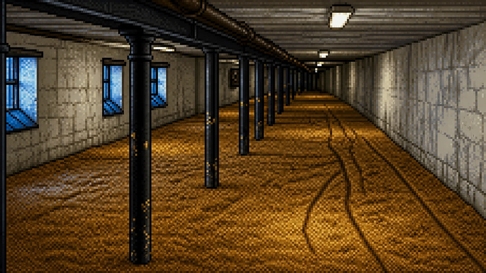 16-bit graphics that recreate the malted barley spread out on the distillery malting floor and the long work space.